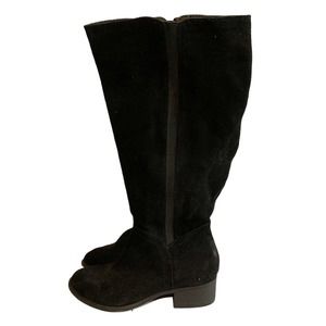 New Universal Thread Black Faux Suede Knee High Boots 5 Elastic Insert